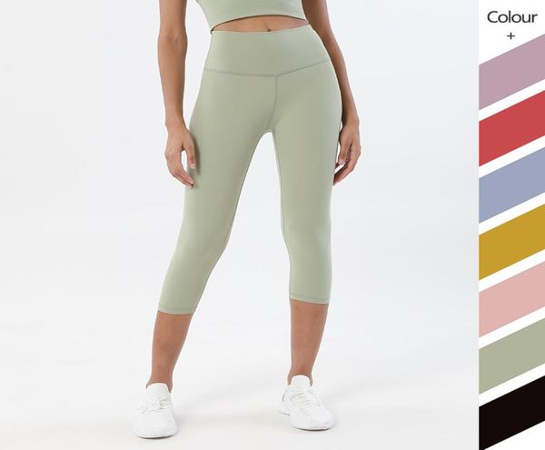 

leggings capris yoga outfits pants gym clothes women legging solid color high waist hip lifting exercise align pant tights2578578, White;red