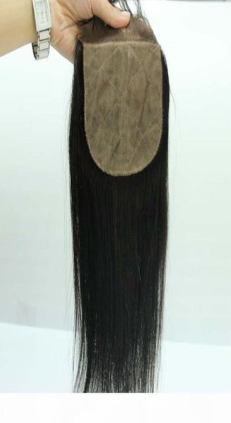

peruvian brazilian human hair silk lace closure 4x4 size body wave straight loose deep kinky curly yaki straight silk base lac8650420, Black;brown
