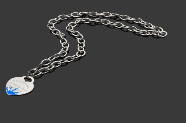 

luxuries chunky chain green enamel heart necklaces gold silver branded women stainless pendants necklace o t chain style1698624