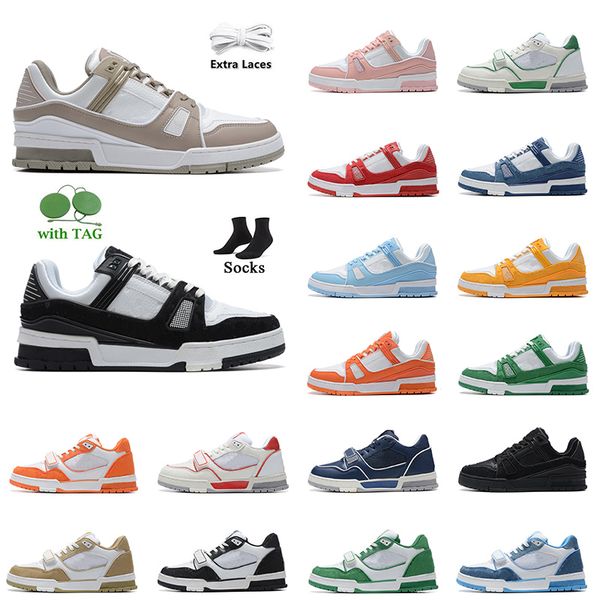 

designer low sneakers virgil trainer casual shoes calfskin leather abloh tripler milk white black dhgate mens women vuittns platform flats s