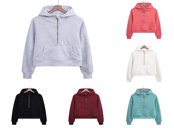 

womens sweatshirt designer yoga outfit scuba half zip hoody hoodies leisure gym clothe workout fitness thick jackets outdoor exerc8340401