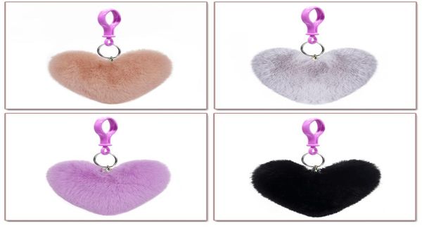 

rex rabbit fur ball peach heart plastic keychain plush accessories pendant love fur ball pendant bag whole4277534, Silver
