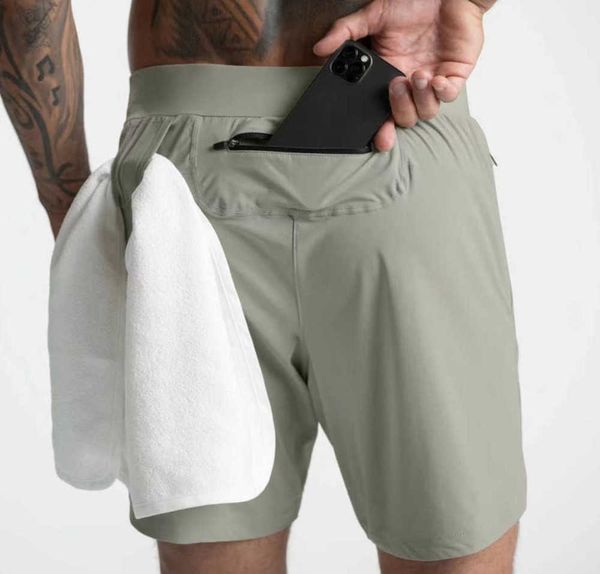 

lulu shorts men yoga sports shorts fifth pants outdoor fitness quick dry back zipper pockets s solid color casual running tide brand ice sil, White;black