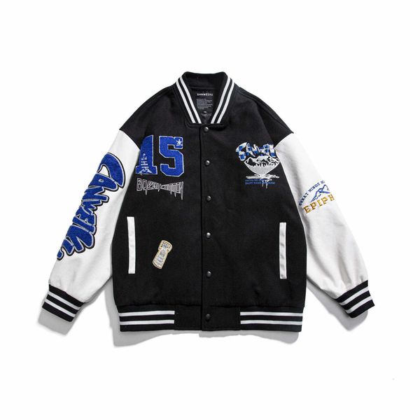 

lefan 2022 spring rhine blue american hipcouple baseball jacket men and women china-chic fksh, White;black