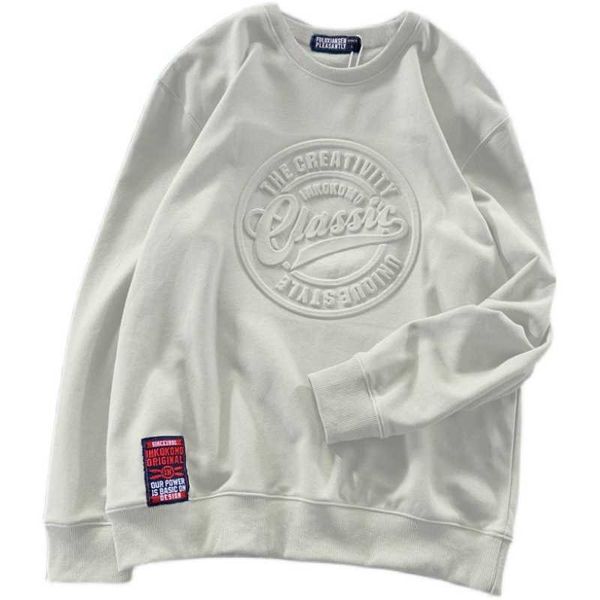 

custom sweatshirt d embossed men's and women's sweater crew neck sweatshirt gzvo, Black