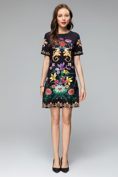 

casual dresses european designer dress 2023 new beaded print dress, Black;gray