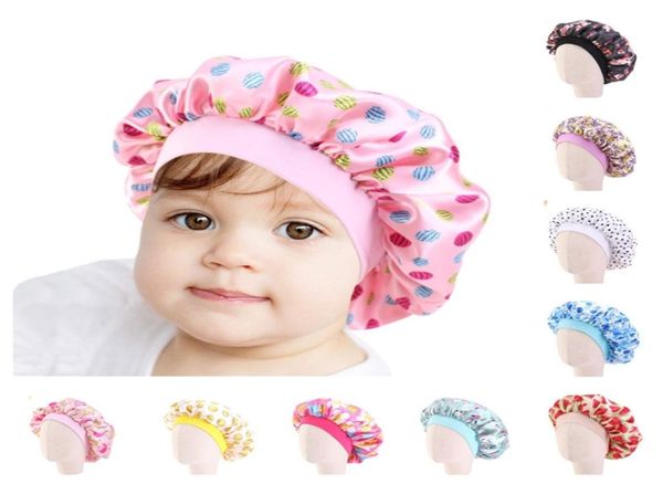 

fashion kids bonnet girl satin night sleep shower cap hair care soft cap head cover wrap beanies skull cap for 28y baby boutique 8646356, Yellow