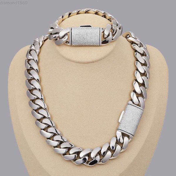 

hip hop jewelry mens 18k gold 925 sterling silver vvs moissanite diamond iced out buckle heavy plain cuban link chain necklace