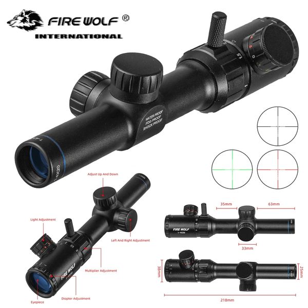 

1-4x20 rifle scope red with illuminated tactical rangefinder mask caza rifle pocket mirror aerial rifle optical hunting