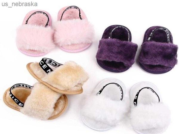 

sandals newborn fur sandals baby slippers fashion soft elastic band silicone antiskid shoe kids solid summer shaggy shoes0187320785 l230518, Black;red