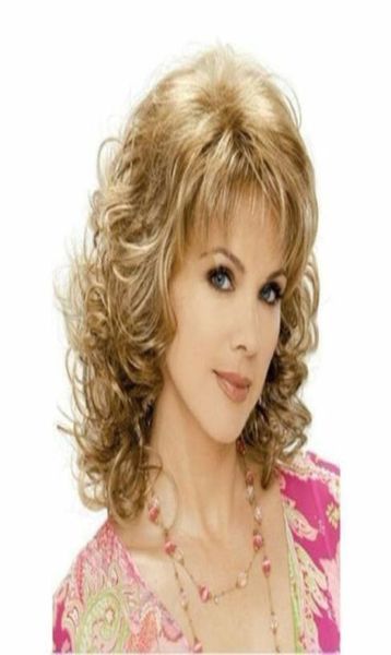 

vogue women039s lady medium mixed blonde brown curly cosplay full wigswig5907579, Black