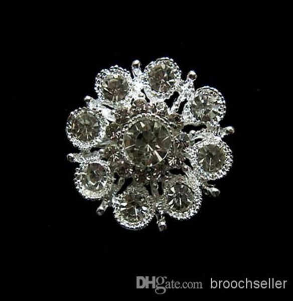 

sparkly silver plated clear rhinestone crystal diamante flower pins party prom wedding boquet accessory brooch gift4118522, Gray