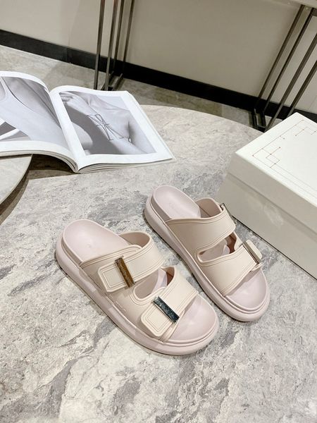 

leather mid heel ladies sandals slippers designer fashion ladies flats ankle buckle rubber sole mules summer beach wedding shoes 0601, Black