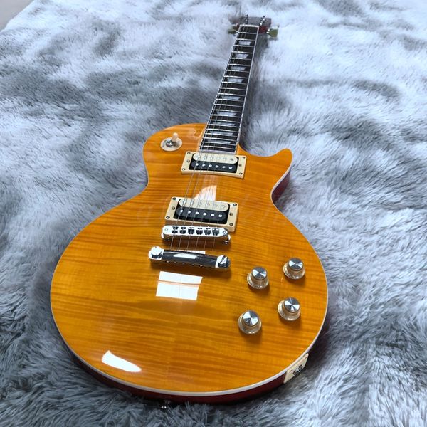 

in stock yellow color electric guitar made in china mahogany wood body 22 fret beauliful
