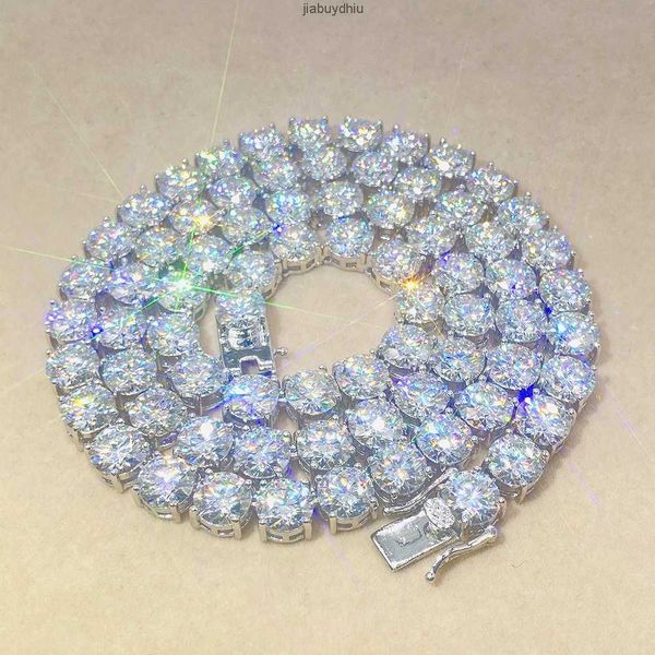 

pass diamond tester luxury jewelry 925 sterling silver gold plated tennis necklace bracelet 8mm moissanite chain