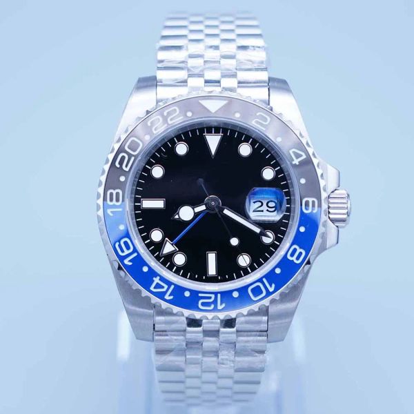 

st9 super u1 men 3866 watch automatic movement batgirl black blue ceramic sapphire dial master 2 jubilee bracelet wristwatch mens watches re, Slivery;golden