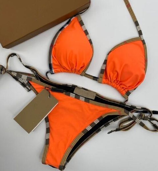 

home textile embroidery designer bikini set brand letters designer swimwears metal chain ladies backless split swimsuit