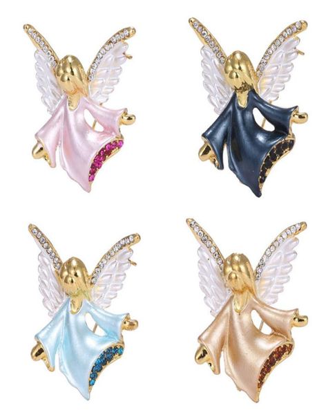 

european brooch pins cartoon angel wing girl rhinestone enamel dress scarf costume decoration jewelry lapel pin accessories1821404, Gray