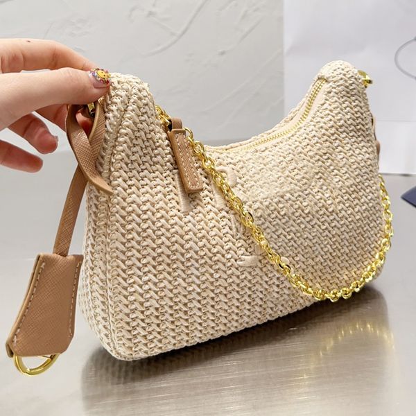 

straw chains shoulder bags underarm designer brand bag tote crossbody luxury handbags handbag fashion bag women letter purse phone wallet