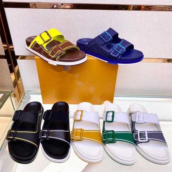 

casual shoes new luxury sandals designer slippers men summer slides beach slide fashion indoor 38-46, Black
