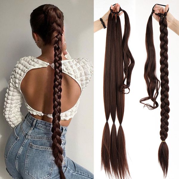 

wig ponytail female winding hair extensions ponytail synthetic fake braid boxing ponytail spot foreign trade new products