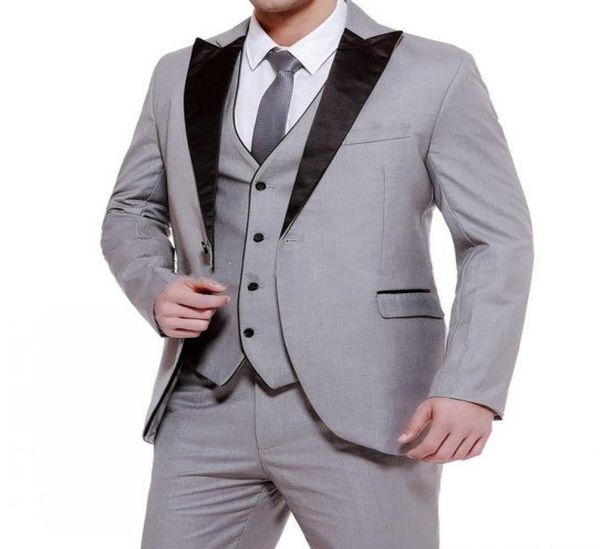 

custom made grey groom tuxedos groomsmen one button peak lapel man suit wedding men039s formal suits custom made jacketp4620439, Black;gray