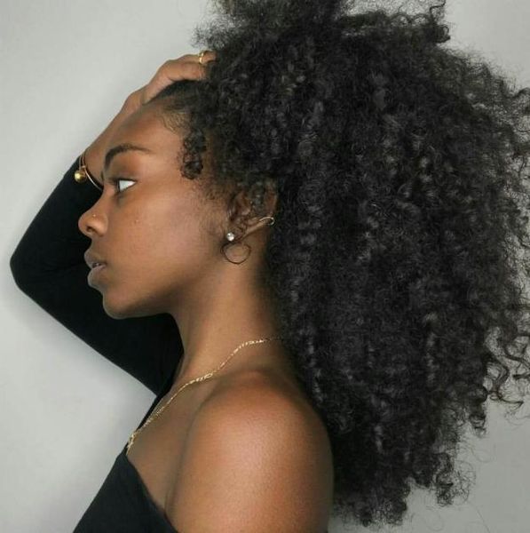 

dhl 160g clip in long curly drawstring ponytail virgin human hair wavy extension fixed by ribbon band selling no9197402, Black