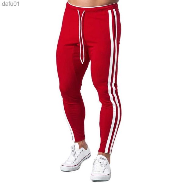

red casual pants men cotton slim joggers sweatpants autumn training trousers male gym fitness bottoms running sports trackpants l230520, Black