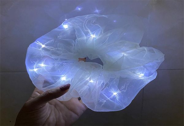 

led luminous hairbands scrunchies women girls headwear hair rope simple wrist band rings rubber bands birthday party gift 20pcs5605403