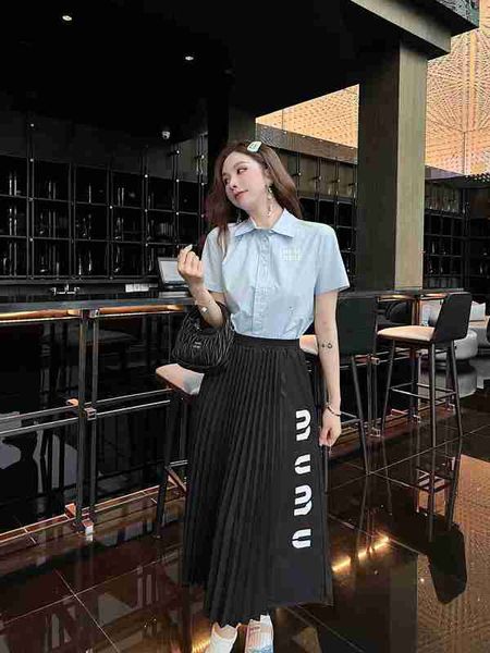 

two piece dress designer 23 summer new girl letter love embroidery short shirt half a-line long skirt set 2tfx, White