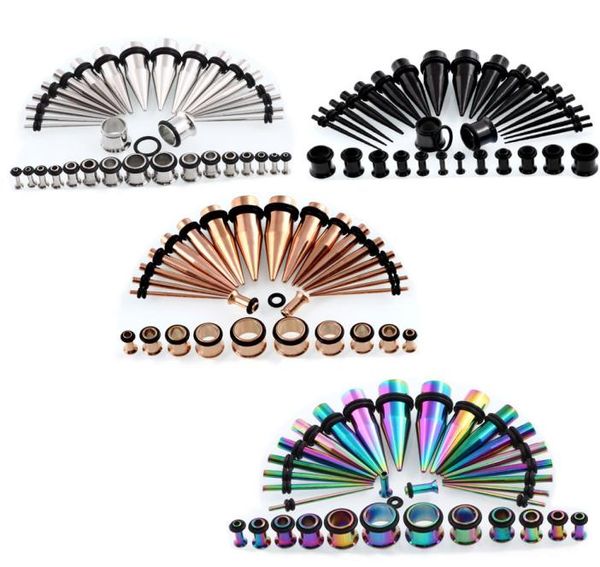 

36pcs 14g00g surgical stainless steel tapers ear stretching plugs kit flared screw ear expansion tunnel piercing jewelry suit9072741, Silver