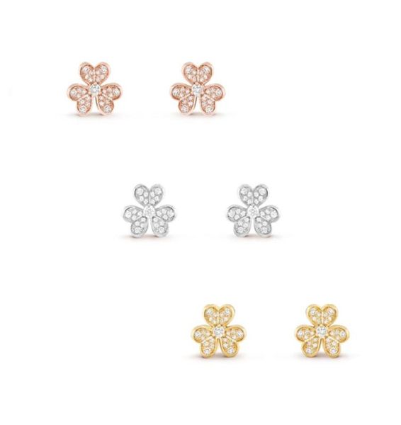 

lucky clover stud earrings designer for women letter v fourleaf cleef mini luxurious jewelry diamond earings gold rose gold silve7984018, Golden;silver