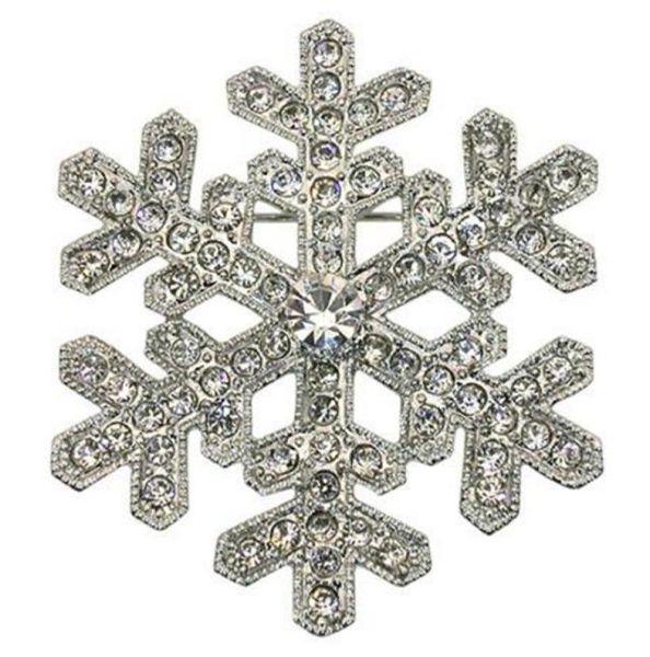 

2 inch rhinestone crystal diamante snowflake brooch silver tone 6015131, Gray