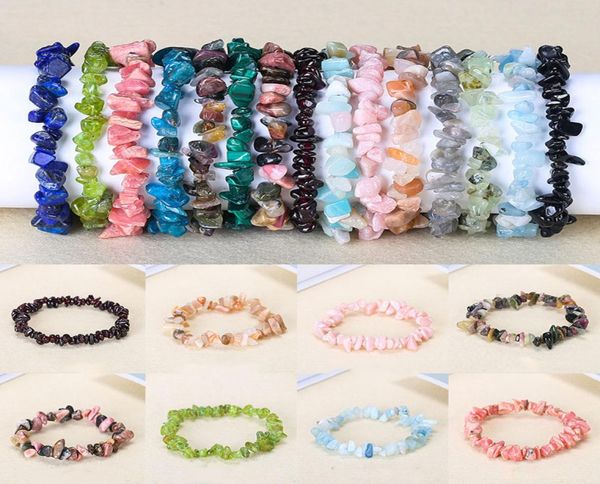 

irregular gravel natural gemstone strand bracelet stretch beads agate rose crystal quartz bracelets for women3388550, Black