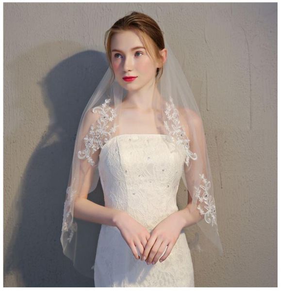 

factory direct short comb with the bride veil single lace veil with diamond color white and pure white5611679, Black