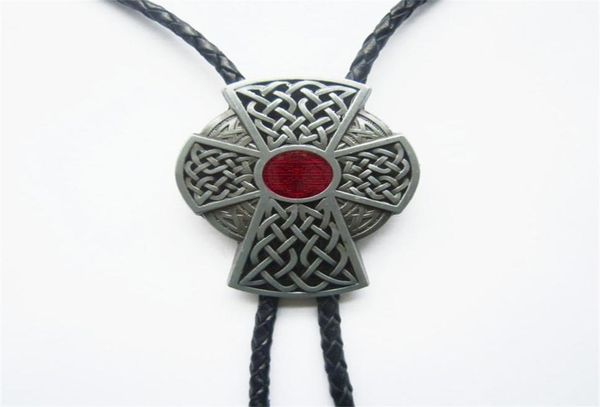 

new red enamel vintage celtic cross knot bolo tie wedding leather necklace also stock in us7851247