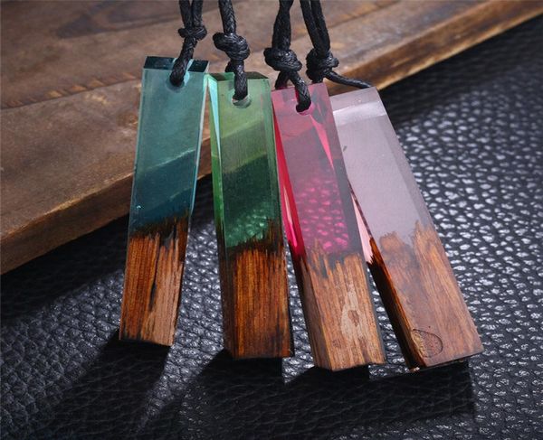 

fashion women men necklace handmade vintage resin wood necklaces pendants long adjustable woven rope wooden necklace jewelry9159199, Silver