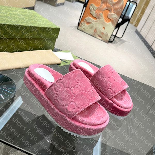 

classic velvet slippers sandal designer womens slippers fashion comfortable platform slides beach slippers, Black