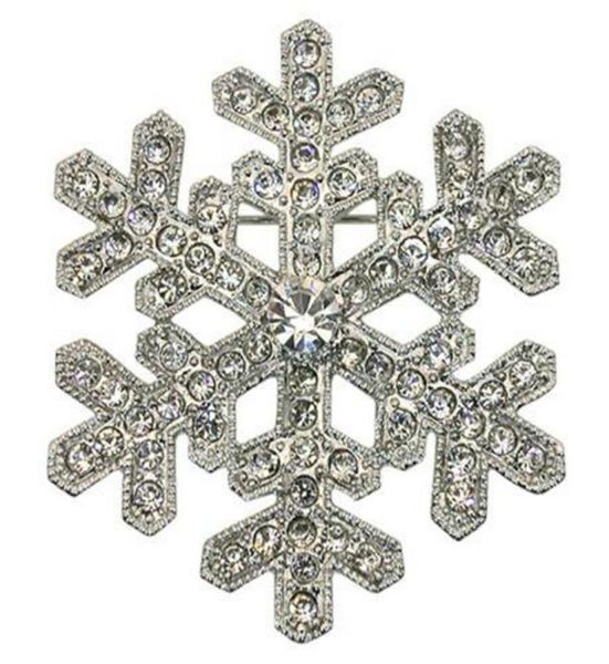 

2 inch rhinestone crystal diamante snowflake brooch silver tone 3615220, Gray