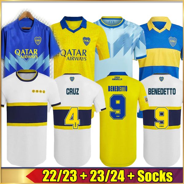 

2023 2024 benedetto boca juniors soccer jerseys fans player villa salvio men kids kit camisa de futebol 23 24 football shirt rojo vazquez te, Black;yellow