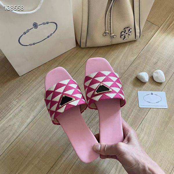 

fashion women beach slippers sandals triangle weaving slides pool funs flats sliders italy popular rubber simple design summer l novelty fli, Black