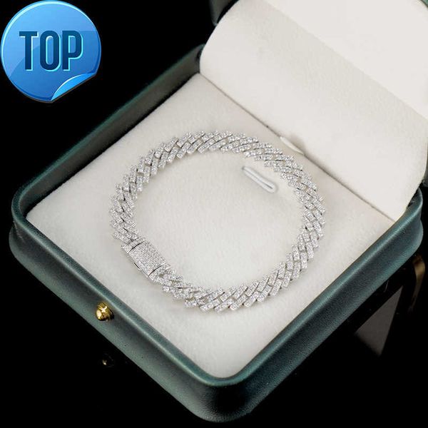 

8mm Iced Out VVS Moissanite Cuban Bracelet 925 Silver Bling Diamond Cuban Link Chain Hip Hop Men Jewelry Necklace