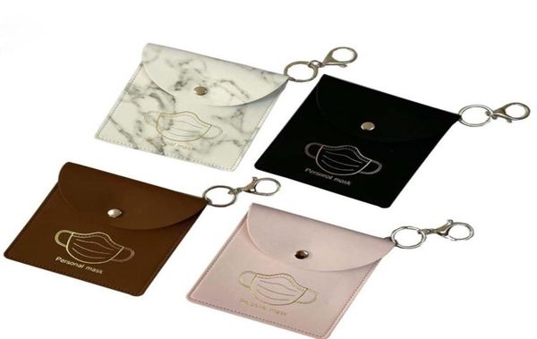 

mask storage bag keychains portable dustproof protective face mask cover keyring holder charms fashion pu leather car key chains a2110837, Silver