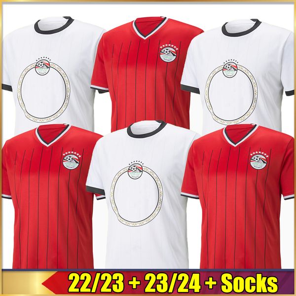 

22 23 soccer jerseys home away national team uniforms a. hegazi kahraba ramadan m.elneny football shirt red white jerseys de futbol, Black;yellow