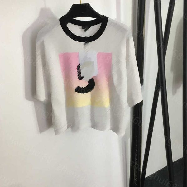 

23ss womens knits womens designer clothing chest number 5 logo hollowed out short sleeve sweater womens clothes a1, White