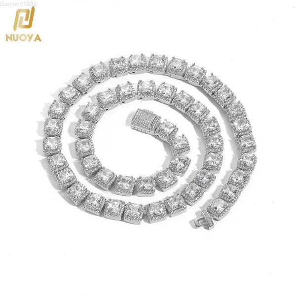 

hip hop jewelry 10mm bling diamond tennis necklace silver huge zircon chunky clustered tennis chain