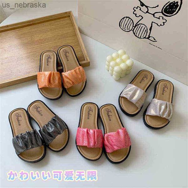 

sandals size 2437 children's slippers summer teen pleated shiny princess parentchild baby beach shoes indoor fashion girl's slippe, Black;red
