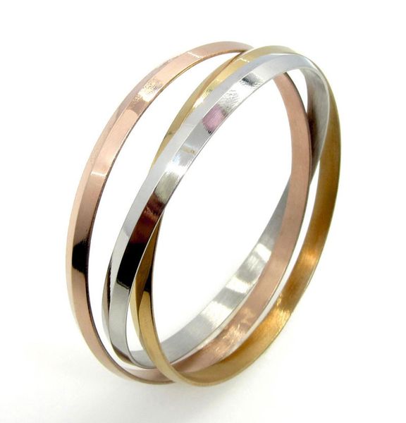 

tricolor simple women039s silver gold rose gold stainless steel love bangle bracelet 2670390393532971, Black
