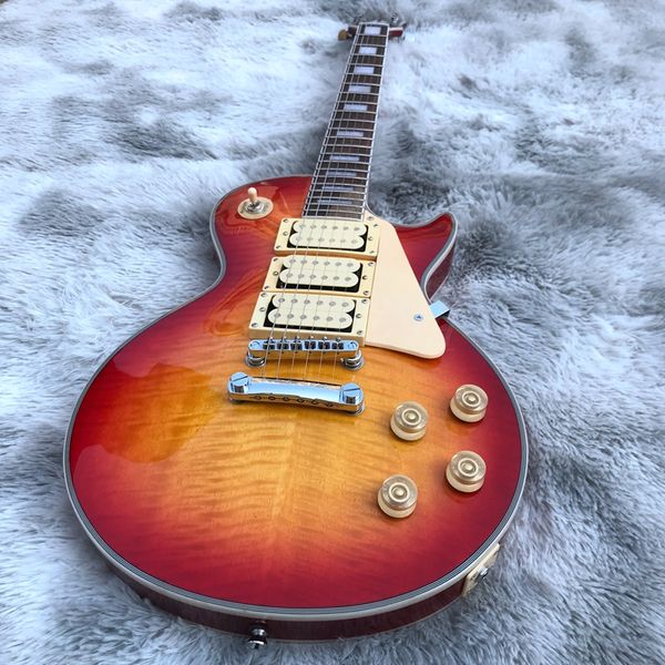 

red color electric guitar made in china mahogany wood body 22 fret three pickups