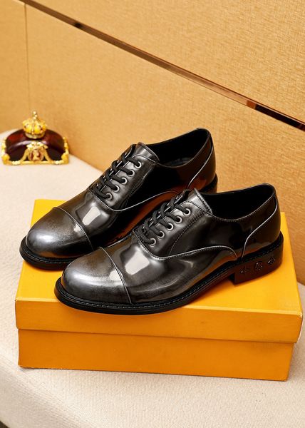 

2023 men dress shoes genuine leather lace up wedding office party brand designer flats male moccasins formal oxfords size 38-45, Black